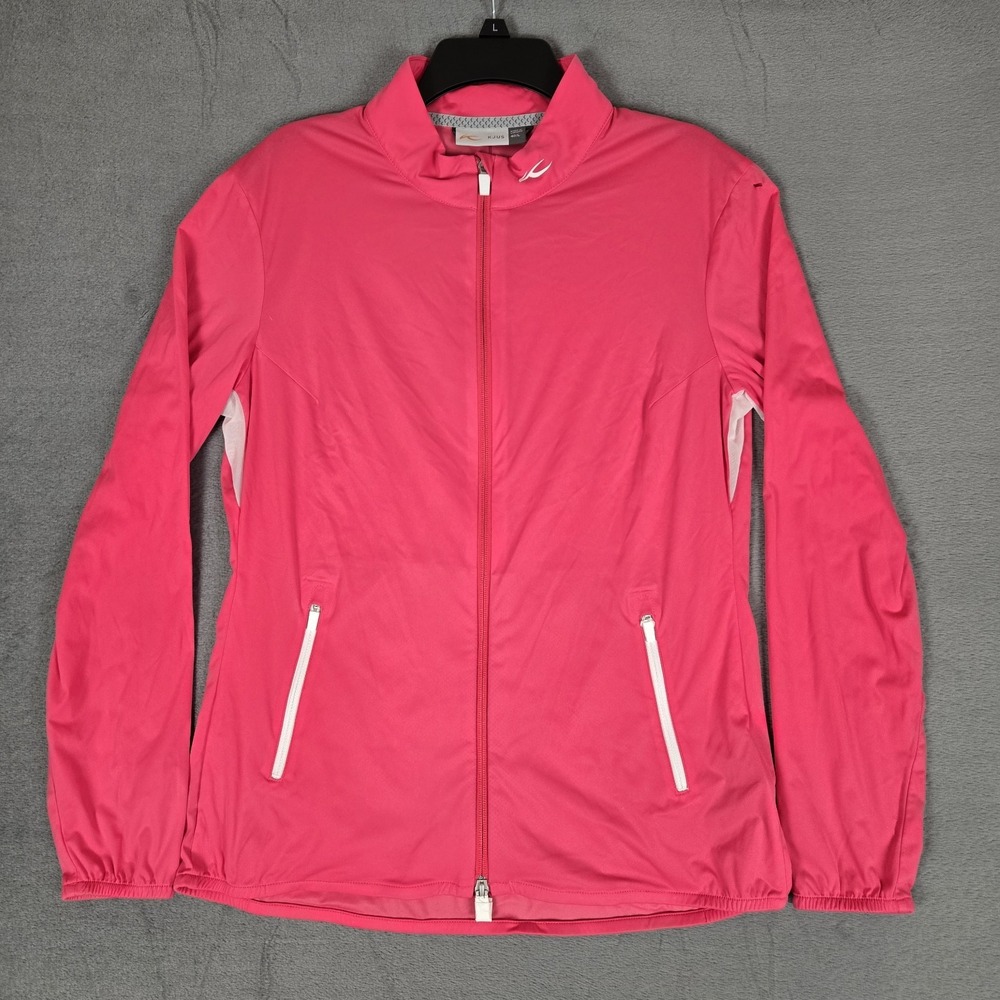 Kjus Delvin Jacket Womens Large 40 Pink Windbreaker Performance Golf Zip *READ